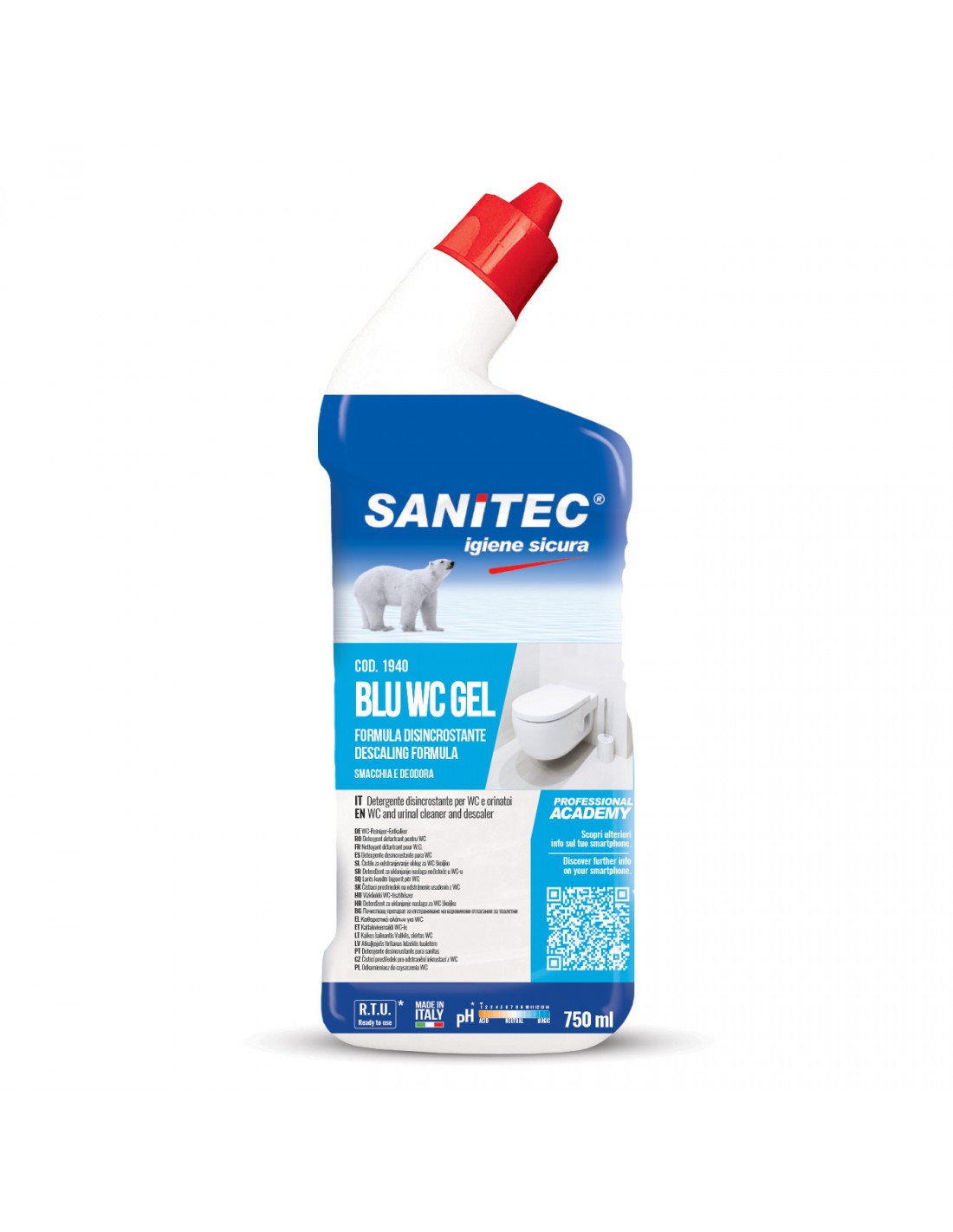 Disincrostante igienizzante blu wc gel sanitec flacone 750 ml